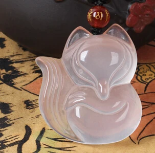 

NATURAL rose quartz CRYSTAL pendant fox