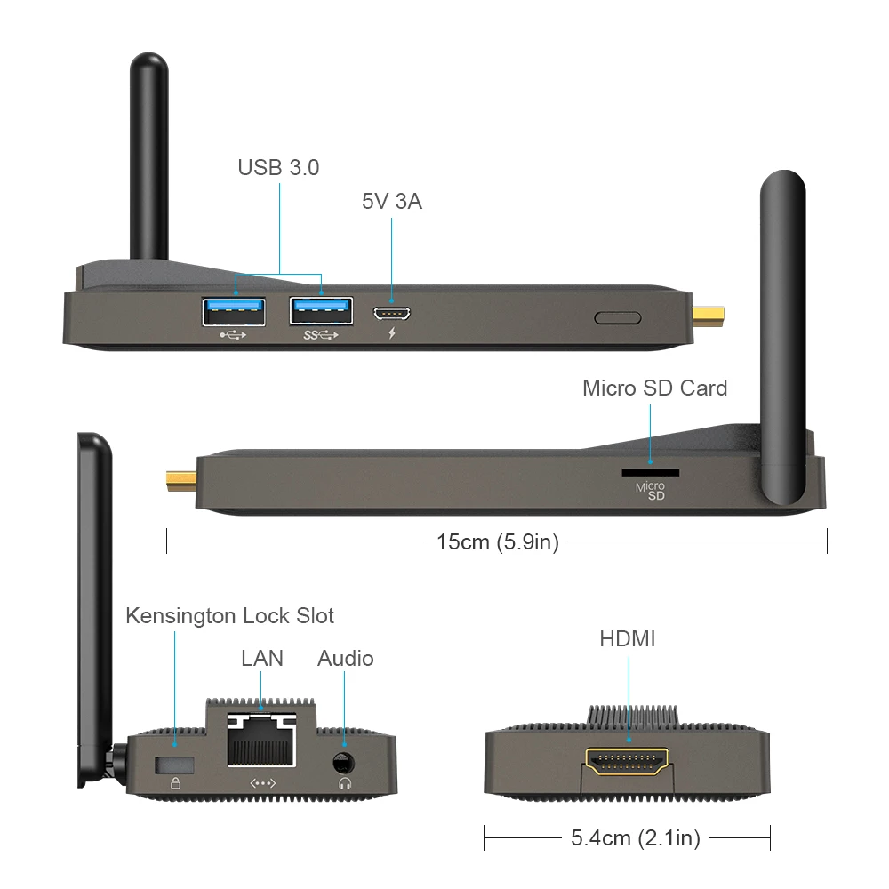 US $174.79 Intel Celeron J3455 Quad Core 6GB 128GB Fanless Mini PC Windows 10 Pro PC Stick Mini Computer HDMI 4K 245GHz WiFi Gigabit LAN