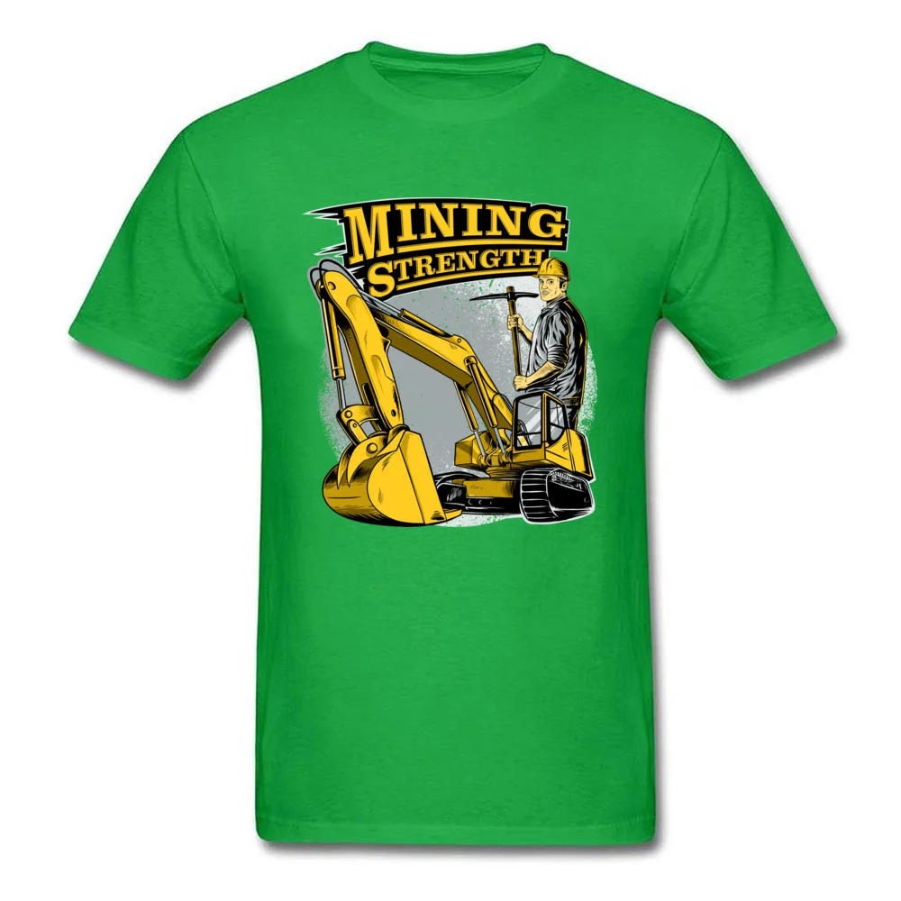 Mining Strength Excavator Young New Arrival Tops Shirt Round Collar Summer Pure Cotton T Shirt comfortable Tops Shirts Mining Strength Excavator green