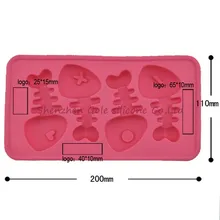 50 шт./лот Силиконовые рыбы костной формы льда поднос для льда формочка