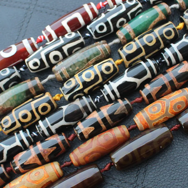 

8pcs,Length Around 40mm Ancient Tibet Dzi Agates Oval Beads , Large Variety of Patterns , Jewelry Making Beads