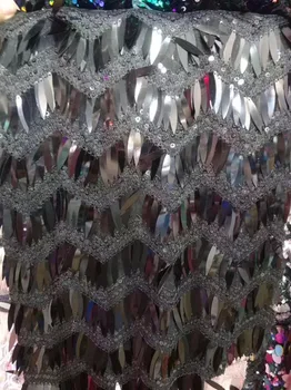 

NEW High Quality 2019 Tulle sequins Beaded French Nigerian Lace Fabrics Pearls Embroidered Guipure African 3d Lace Fabric gold