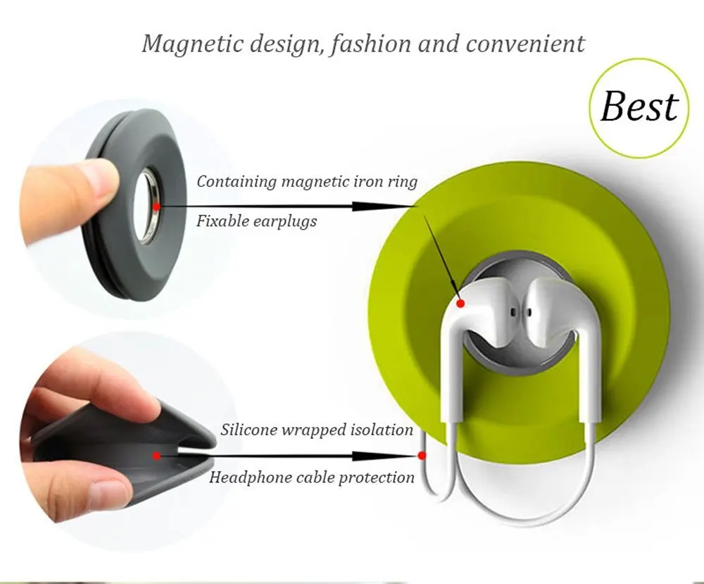 Креативный милый магнит в виде пончика, кремнезема, держатель для наушников, устройство для сматывания шнура, органайзер, коробка, шнур, провод, чехол для хранения