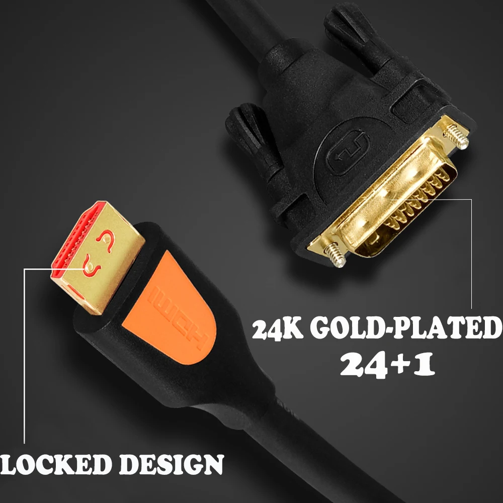 PCER HDMI-DVI Кабель-Кабель HDMI аудио-видео кабель DVI HDMI штекер-Мужской кабель для ПК монитор HDTV проектор DVI24+ 1 штекер