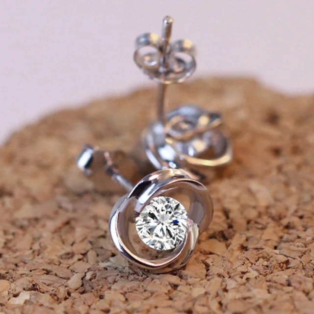 Women White Crystal Stud Earrings Fashion Korean Rose Wedding Women White Crystal Stud Earrings Fashion Korean Rose Wedding Jewelry Accessories Tops Gold