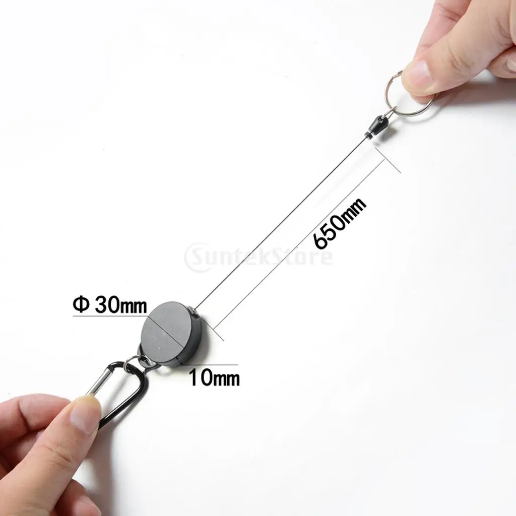 2PCS Professional Heavy Duty Self Retracting ID Badge Key Reel with Retractable Steel Cord 65cm