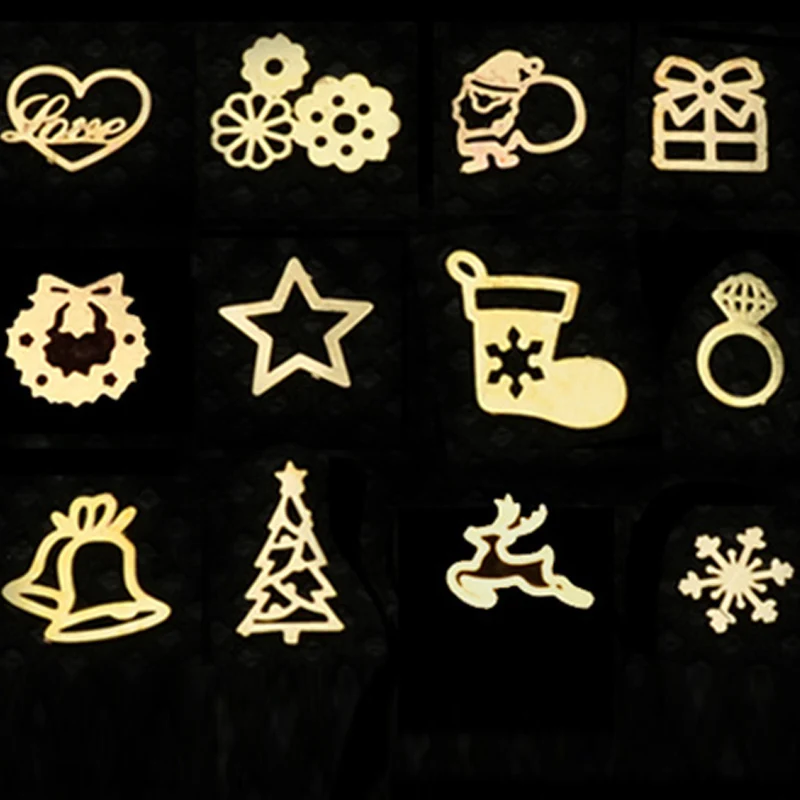 

3d Gold Metal Nail Art Sticker Decoration Wheel Christmas Mix Designs Tiny Slice DIY Manicure Nail Accessories