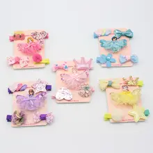 5 шт./компл. цветы шпилька-бант детей Звезды Мультяшные зажимы для волос для девочек ручной работы Заколки для детский зажим для волос комплекты