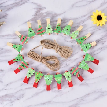 

Peerless 10pcs/pack mini tree Wood Clips pins For Christmas Party Wedding Decorative Crafts (No Rope)35x20mm