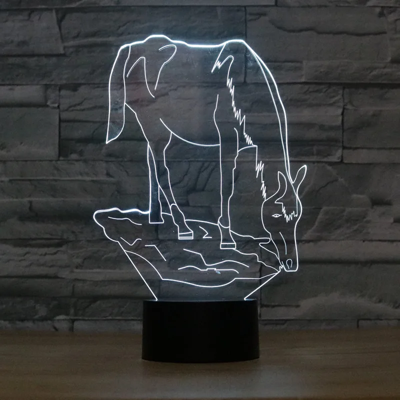 

8055 Steppe Horse 3D LED Lamp Atmosphere lamp 7 Color Changing Visual illusion LED Decor Lamp