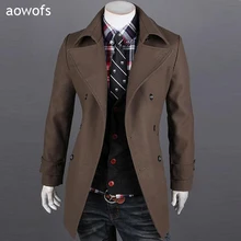 Мода 2017 aowofs зима продаже мужской кратким джентльмен тонкие шерстяные slim fit двубортный пальто пыли лацканы шерсть