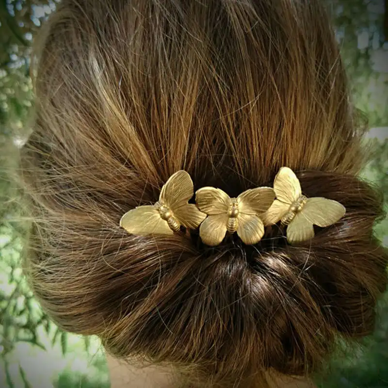 

Vintage Butterflies Elegance Hair Combs Gold Silver Headdress Prom Bridal Wedding Hairpins Hair Accessories Women Hair Jewelry