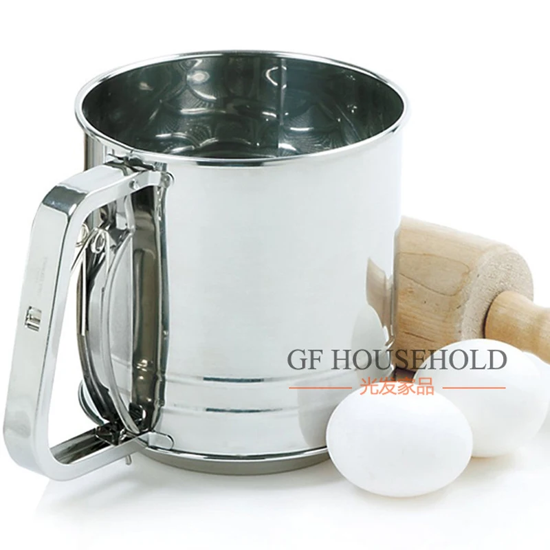 

1000ml Premium Handhold Stainless Steel Shaker Cup/Baking Flour Cup/Powdered Sugar Sieve/Ultrl Fine Mesh Double Screen Shakers