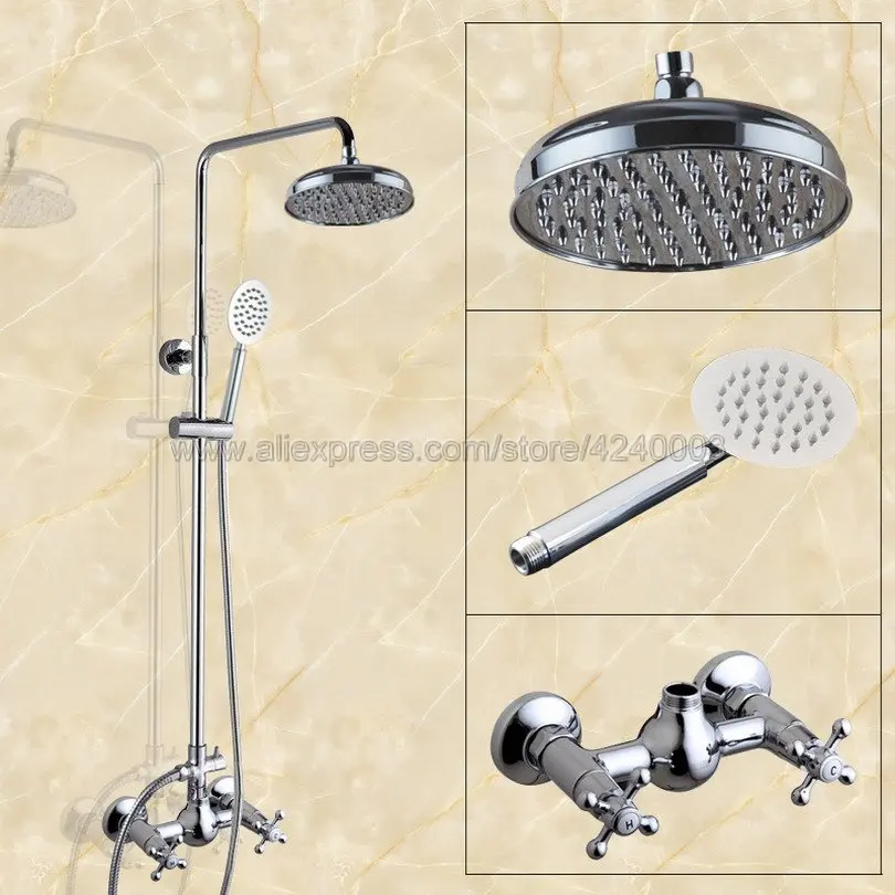 Goedkoop Luxe Badkamer Douchekraan Set Dubbele Handvat 8 Regendouche en Handdouche Bad Douche Sets Kcy308