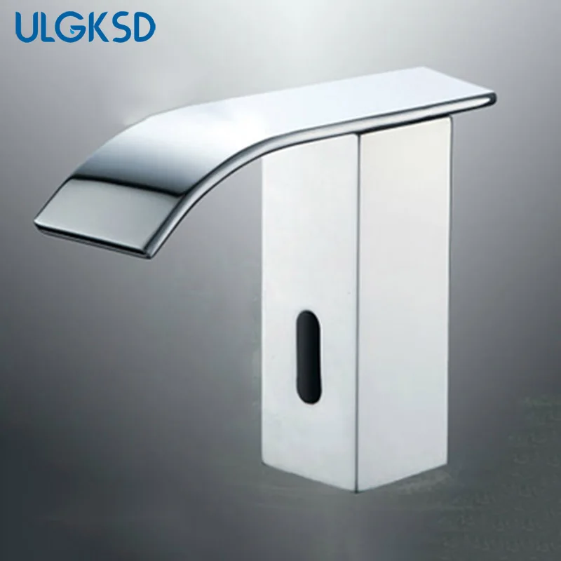 ULGKSD смеситель для ванной комнаты хромированный кран для раковины Автоматический Инфракрасный датчик для раковины смеситель холодной и горячей воды кран