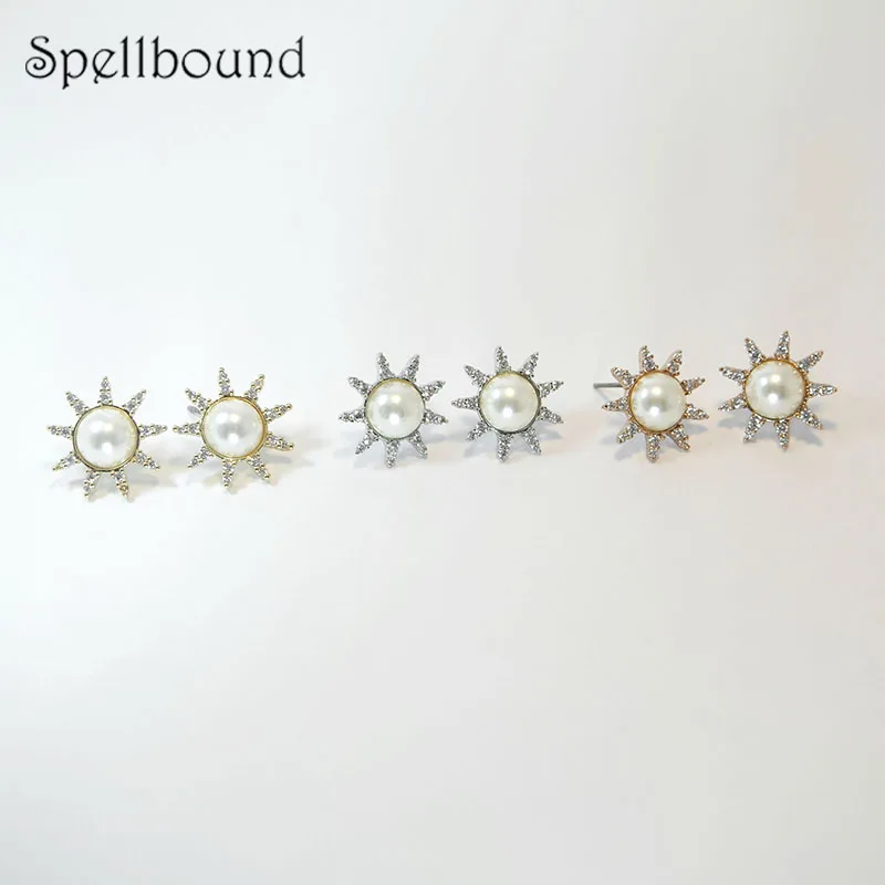 Spenllbound розовое золото солнца Форма природа свежий Серьги с жемчугом для Для