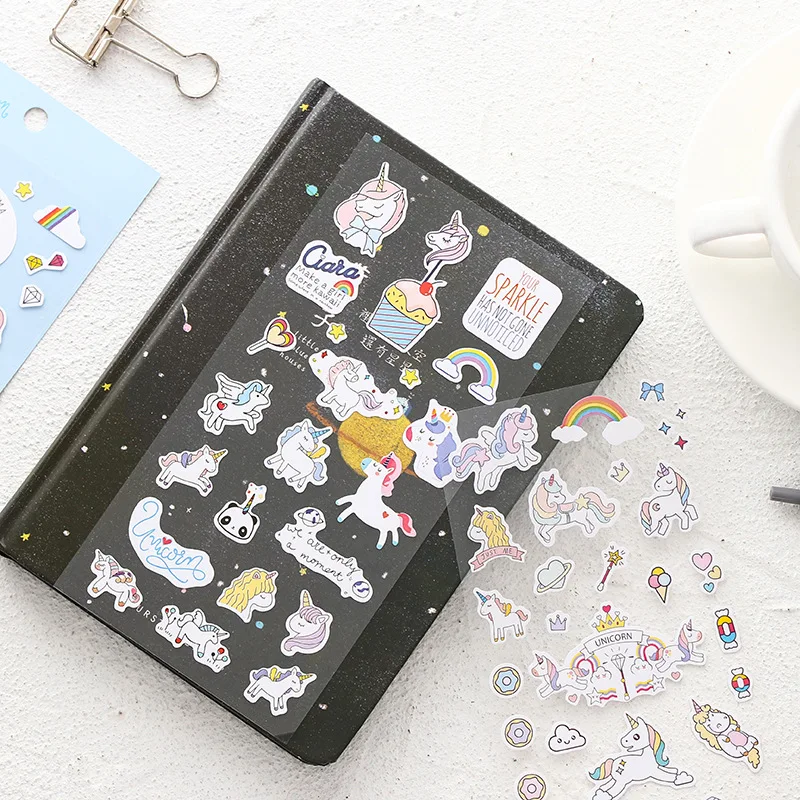 

Cute Unicorn Handmade Scrapbooking Stickers Bullet Journal Kawaii Adhesive Decorative Diary Sticker Paper Japanese Stationery