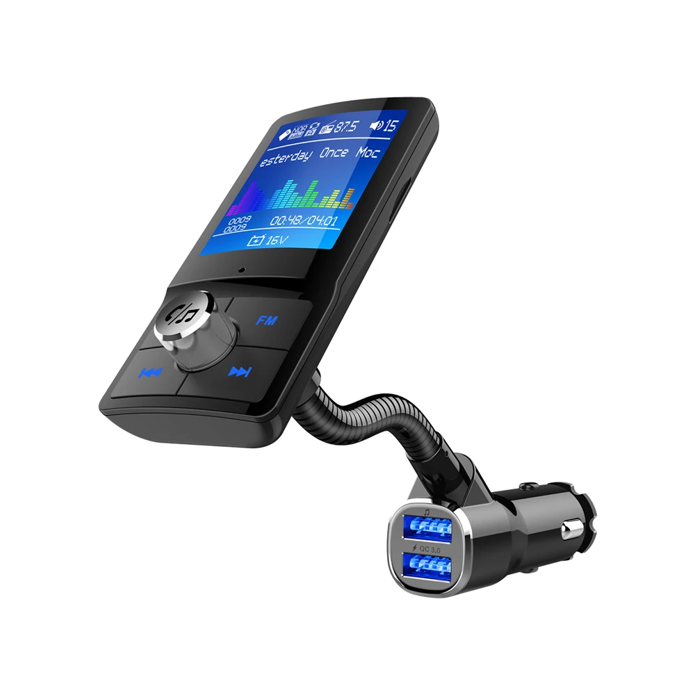 

2 USB Port Car Charger kit Bluetooth FM Transmitter Modulator Vehicle Adapter AUX Port QC3.0 TF Card With 1.8 inch Screen LCD