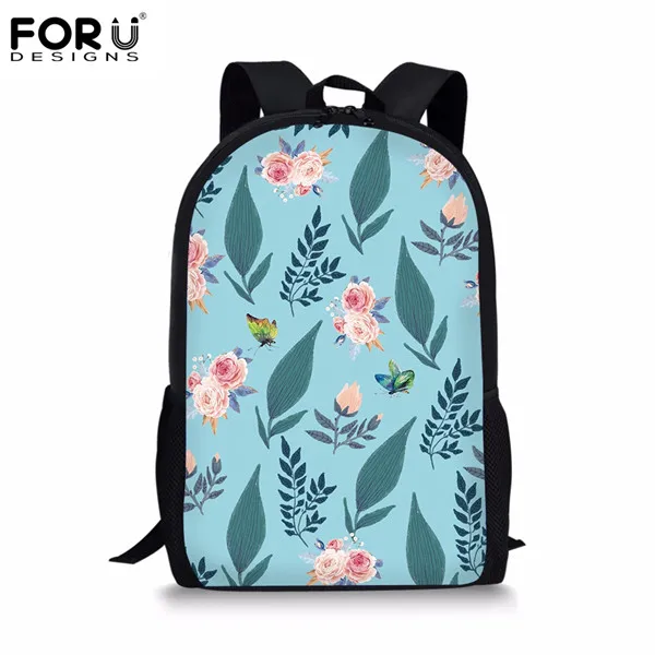FORUDESIGNS Flower Printing School Bag for Girls Casual Canvas Travel ...