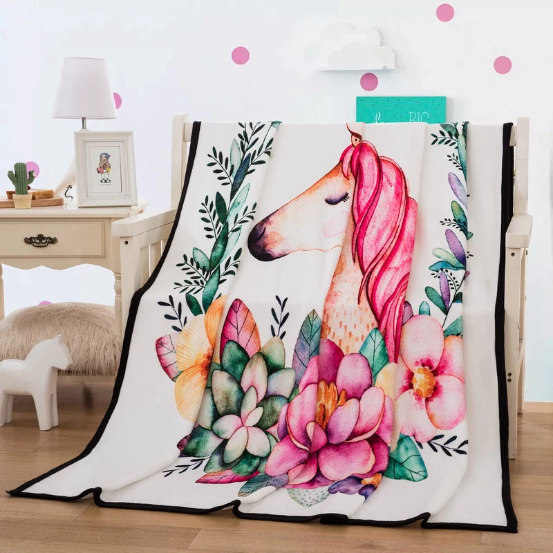 

Cartoon Unicorn Blanket for Beds Thin Quilt Fashionable Bedspread 150x200cm Fleece Throw Blanket