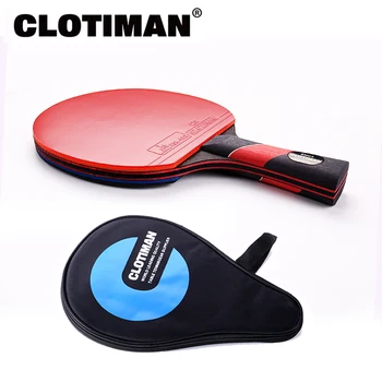 High quality carbon bat table tennis racket with rubber pingpong paddle short handle tennis table rackt long handle offensive