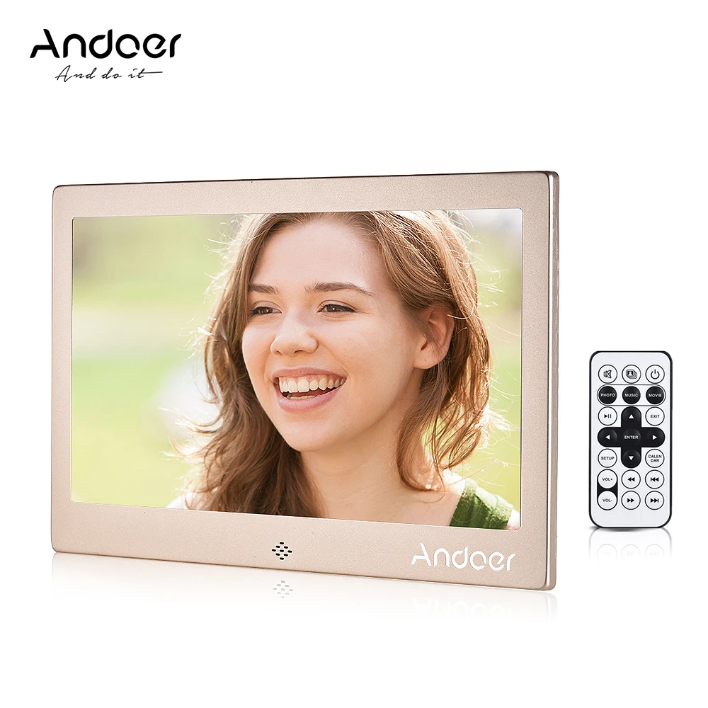 Andoer 1" LED Фоторамки 720 P видео/музыка/Календари/часы/TXT плеер 1024*600 разрешение металла Рамки w/Дистанционное управление