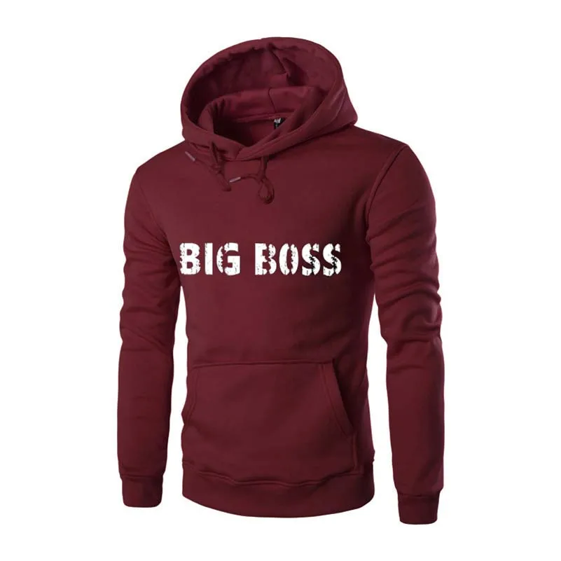 

BIG BOSS Print Hot Style Men's Hoodies Large Size Pullover Solid Hooded Long Sleeve Spring Winter Fit 5 Color Gothic Streetwear