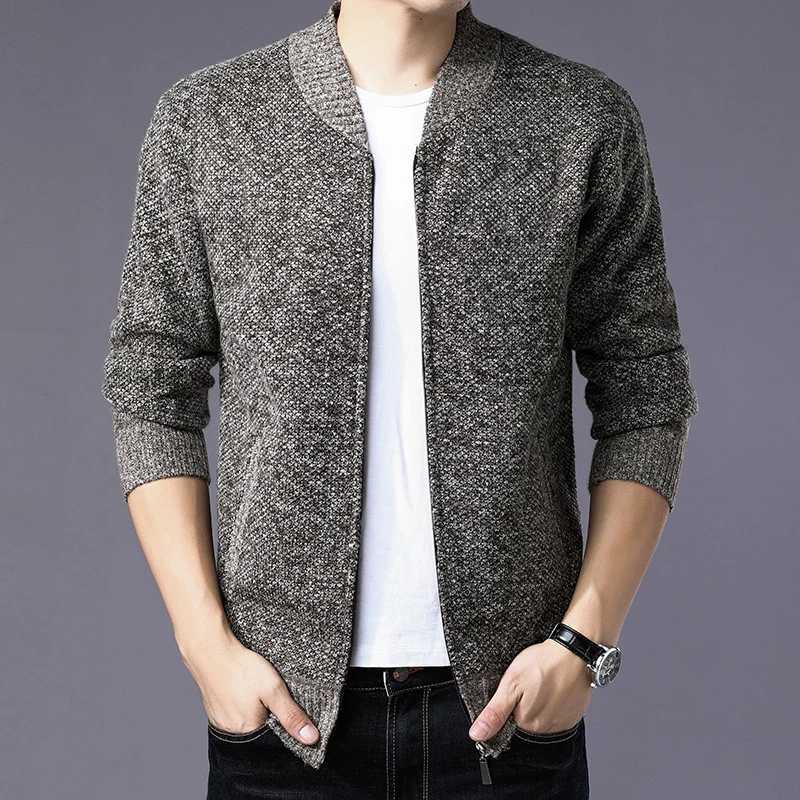 2018 High Quality Men Sweater Brand Men Clothes  Casual Embroidery Cardigan Slim Zipper Knitting Mens Sweaters Jacket Coat M-3XL