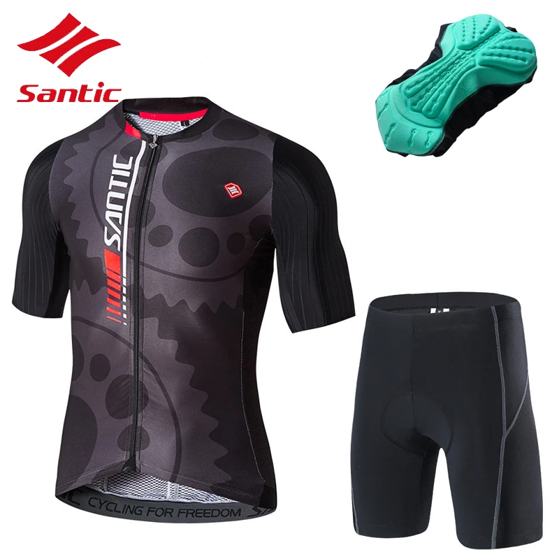 

Santic Men Cycling Jersey Road Bike Jersey Set Breathable Pro Fit Antislip Sleeve Cuff Road Bike Short Sleeve Jerseys Suit
