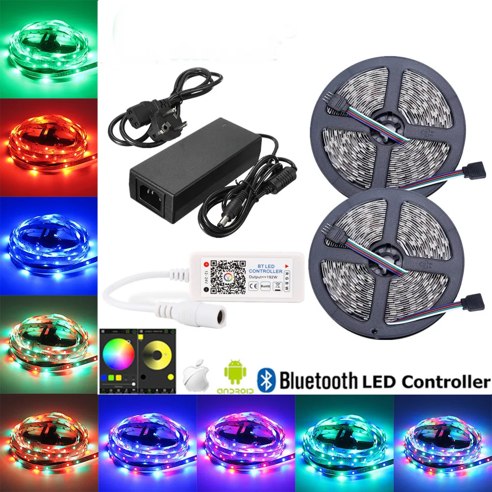 FDIK Светодиодные ленты SMD2835 5050 Bluetooth RGB полосы света 12 В IP20 IP65 Водонепроницаемый Felxible лента работа с IOS Android Системы