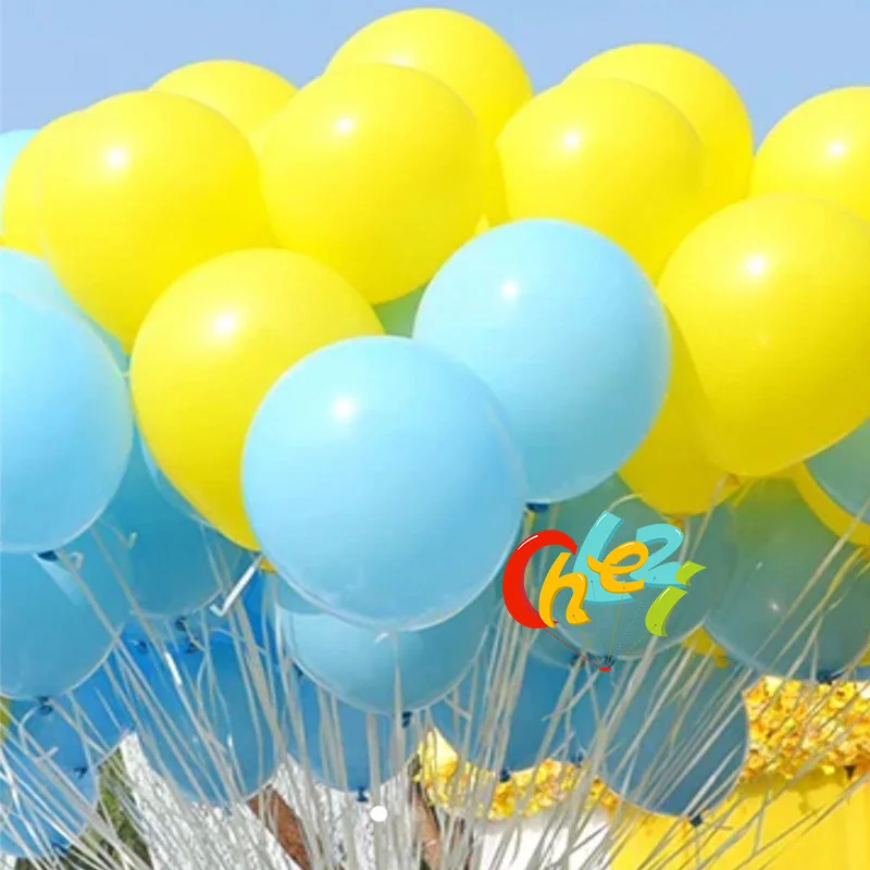 30 шт./партия, голубые прозрачные белые круглые воздушные шары, прозрачные латексные шары с гелием, поплавок для дня рождения, вечеринки, свадьбы, украшения, шары - Цвет: Light blue Yellow