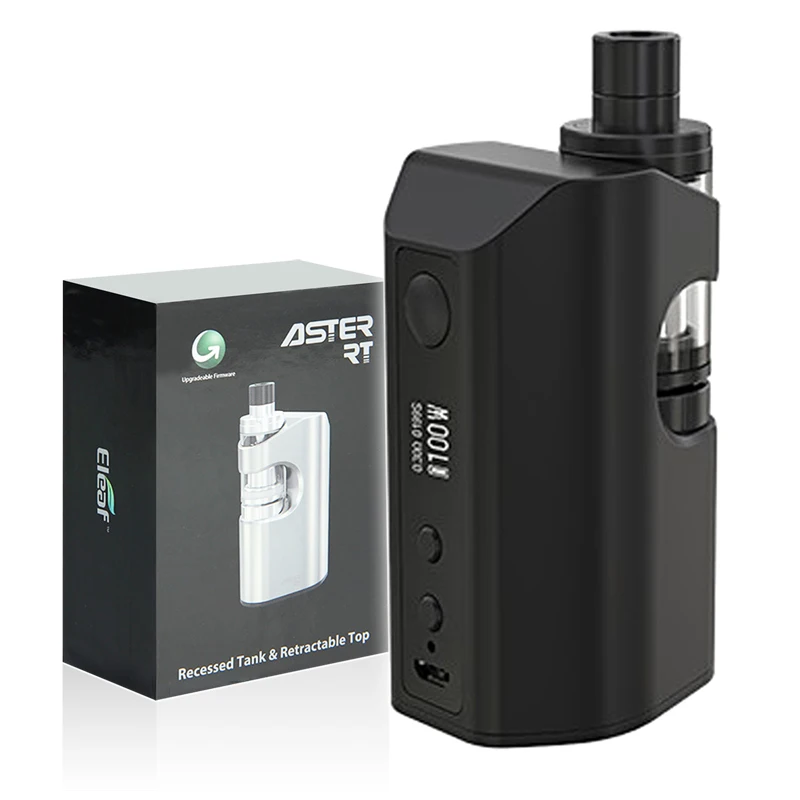 

Eleaf Aster RT 100W Starter Mod with Atomizer MELO RT 3.8ml Tank, ER 0.3 ohm Coil Head - Black