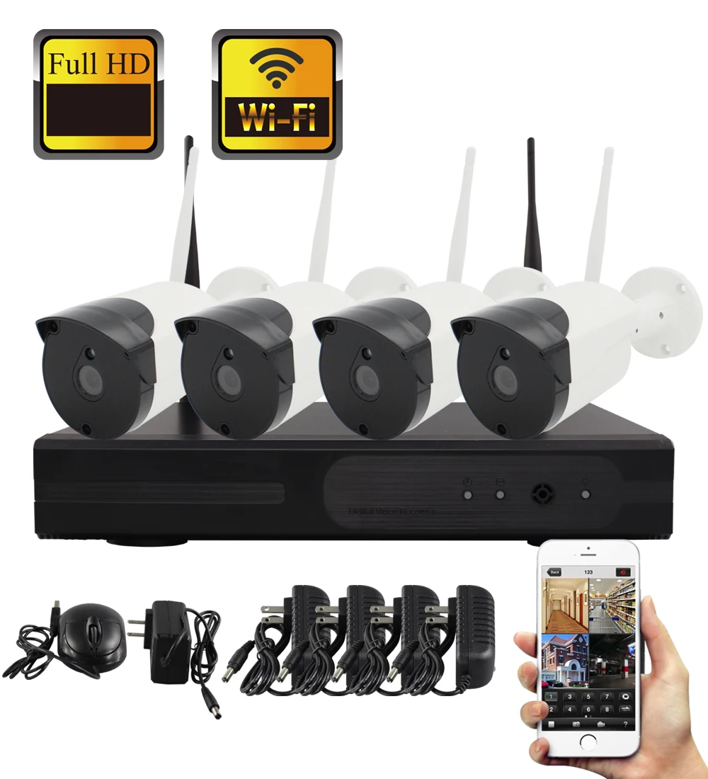 SmartYIBA 4CH WI FI NVR Kit Беспроводной CCTV Камера Системы 1 2 ТБ 960P HD наружного