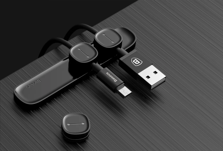 Baseus Магнитный кабельный зажим USB устройство для сматывания кабеля Органайзер зажим для рабочего стола рабочая станция провода шнур протектор управление кабельный держатель