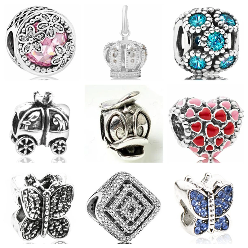 Btuamb Luxurious Star Flower Love Heart Crystal Mickey Cartoon Charm Beads Fit Pandora Bracelets &amp Bangles for Women DIY Making |