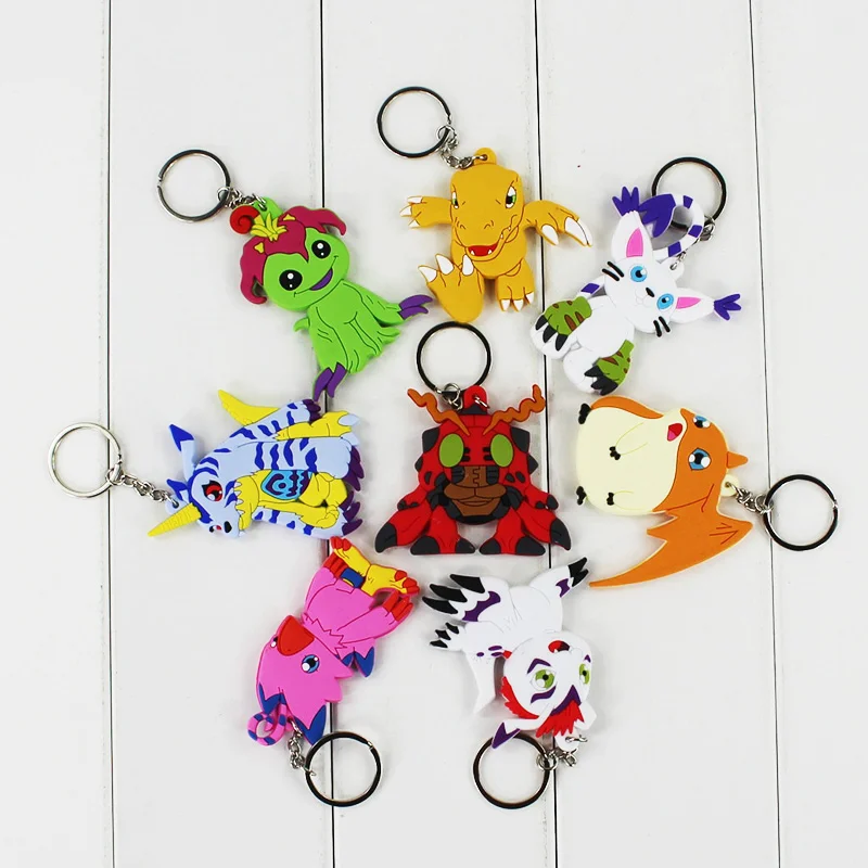 Брелок с подвеской Digimon Adventure 8 шт./лот Agumon Gabumon Patamon Tailmon Gomamon Piyomon PVC|digimon adventure|digimon