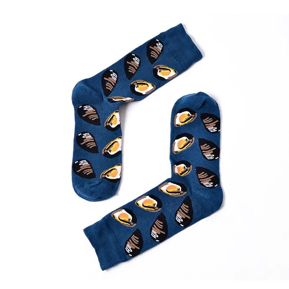 1 пара, модные хлопковые носки с рисунком морепродуктов мягкие и удобные теплые носки унисекс на осень и зиму высокое качество - Цвет: dark blue