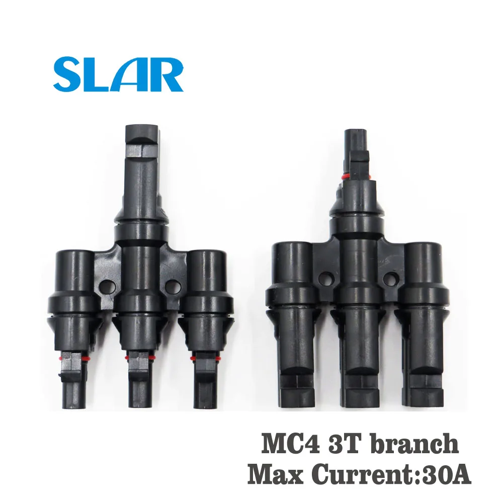 MC4 T, 3T, 4 T, 5 T, 6T филиал параллельное подключение 30A 50A 1000V Электрический Солнечный MC4 разъем фотоэлектрических Панель кабель провод подключения