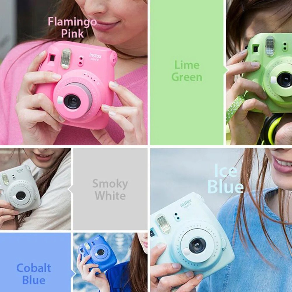 5 цветов Fujifilm Instax Mini 9 фотокамера моментальной печати+ 20 листов мини 8 белых фотопленок+ чехол+ альбом+ фильтры+ рамки