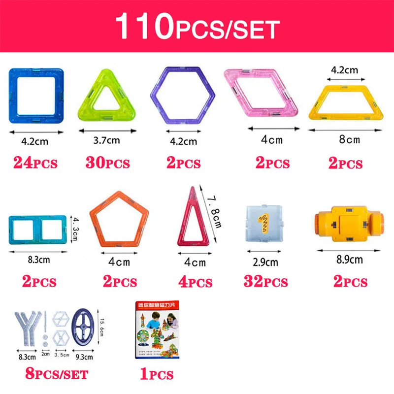 Kopen 110 184 stks Mini Magnetische Designer Bouw Set Plastic Constructor Magnetische Speelgoed Educatief Speelgoed Voor Kinderen Kerstcadeau