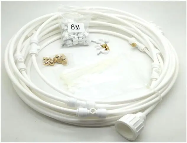 

6m hose with 13pcs nozzles orifice 0.4mm white color Low Pressure cooling misting system pre-fabricated misting line in a roll