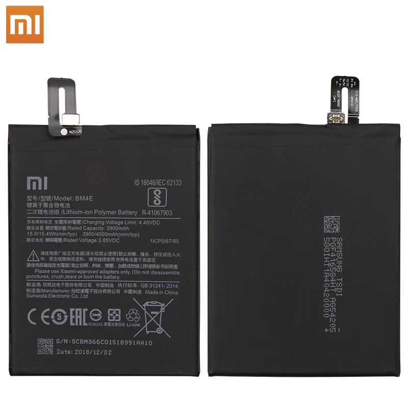 Xiao Mi Original Phone Battery BM4E for Xiaomi Mi Pocophone Poco F1 3900mAh Replacement Batteries Free Tools