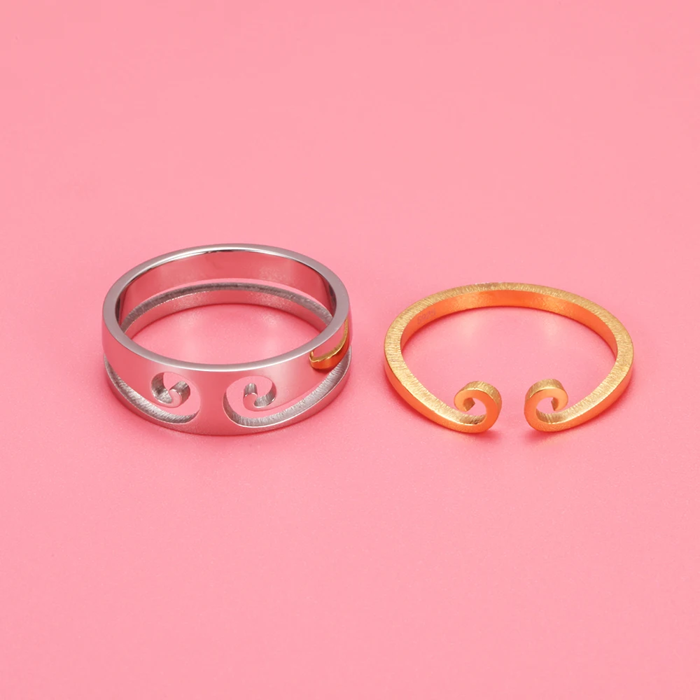 Best Selling Monkey King Gold And Silver Color Couple Rings 2 In 1 Rings Classic Design For Lovers' Valentine's Day present