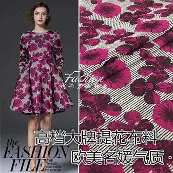 

big four leaves flower jacquard woven clothing fabric spring and autumn dress skirt coat dress fashion cloth