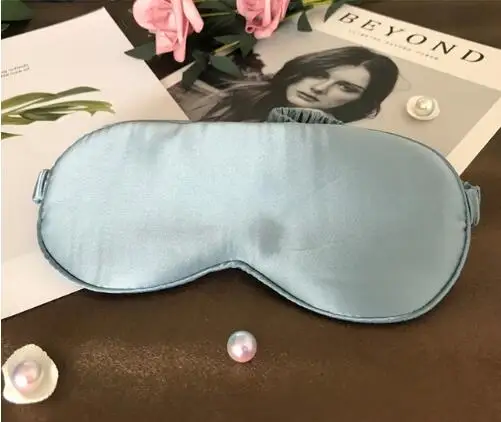 Light Blue Чистый шелк, маска для сна, маска для глаз, повязка на глаза, для женщин, повязка на глаза, повязка на глаза, для сна, отдыха в путешествии, 19 Momme, двусторонний оттенок - Цвет: Light Blue
