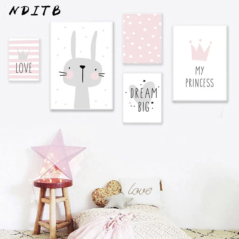 Kawaii Rabbit Canvas Art Poster Nursery Sample Minimalist Print