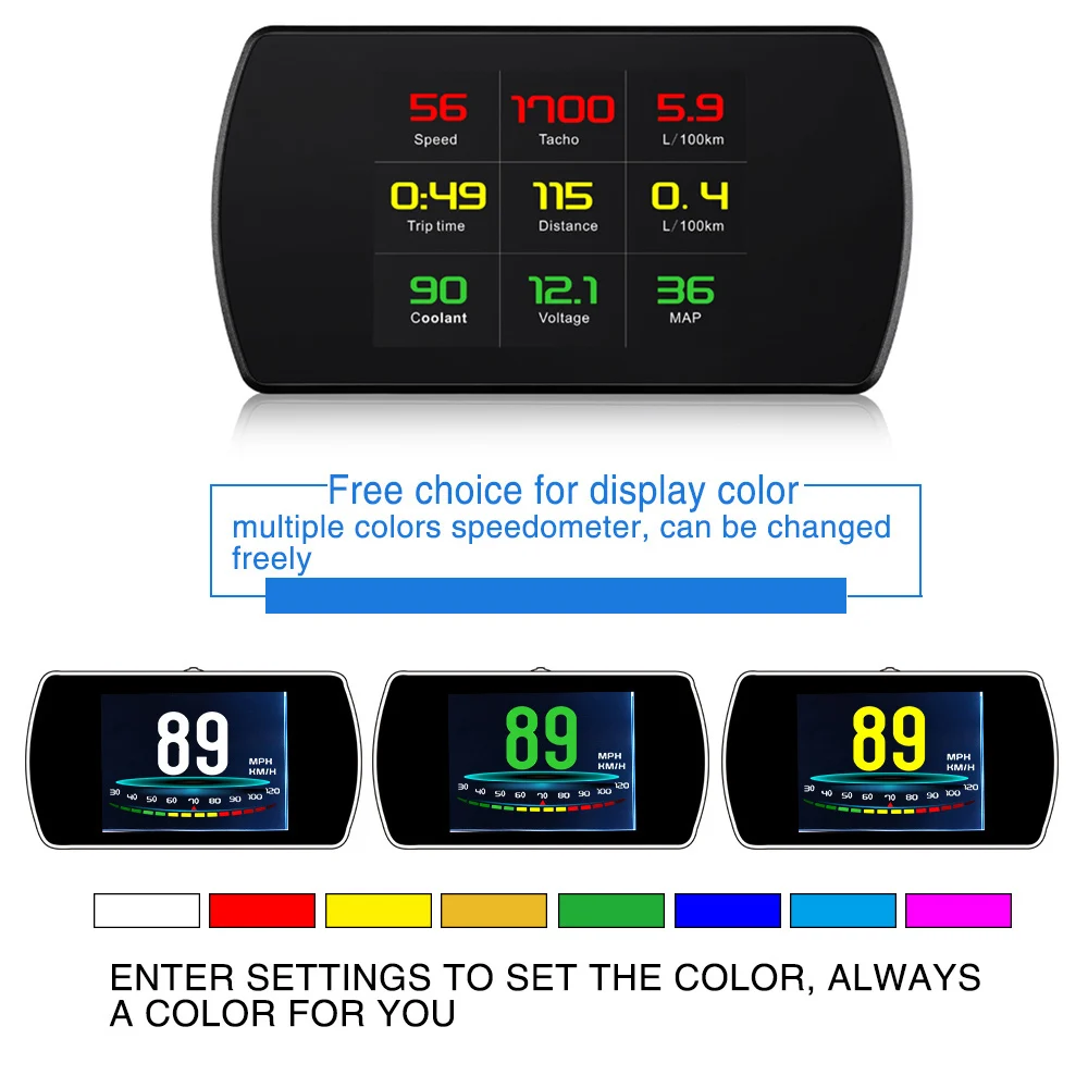 OBDSPACE P12 OBD2 Head Up дисплей бортовой цифровой компьютер Smart HUD Спидометр напряжение расход топлива сигнализация OBDII дисплей