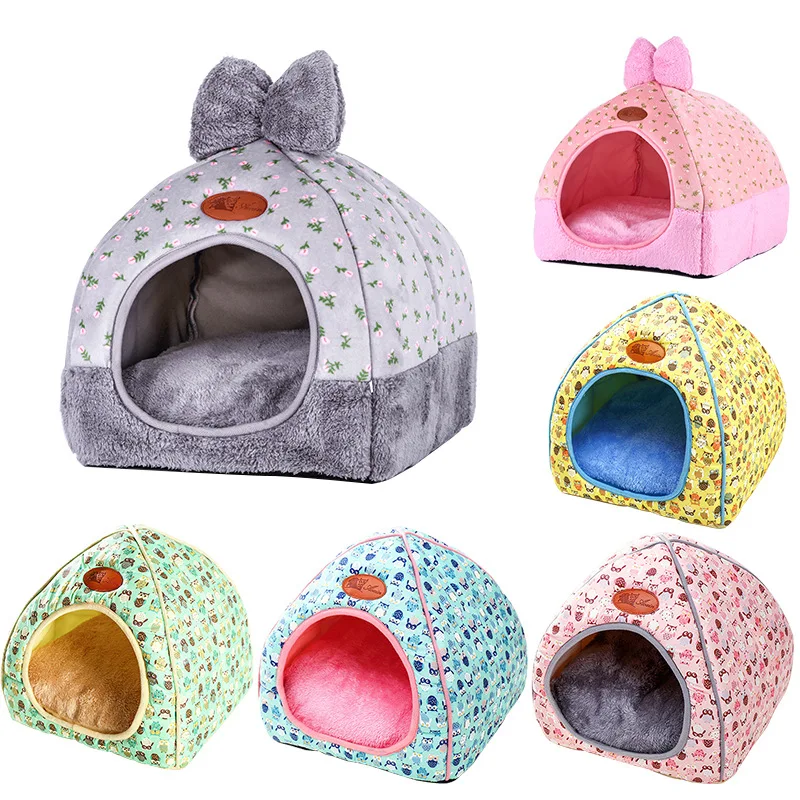 Small Pet Dog Kennel Bed Mat Cat Blanket Unfolding To Be Thicken Winter Pet Beds Mattress Flannel Fabric Warm Pets House Tent