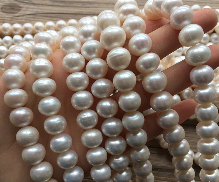 Natural Freshwater Cultured Pearl 12-13MM super light blemish oblate DIY loose beads semi-finished materials | Украшения и