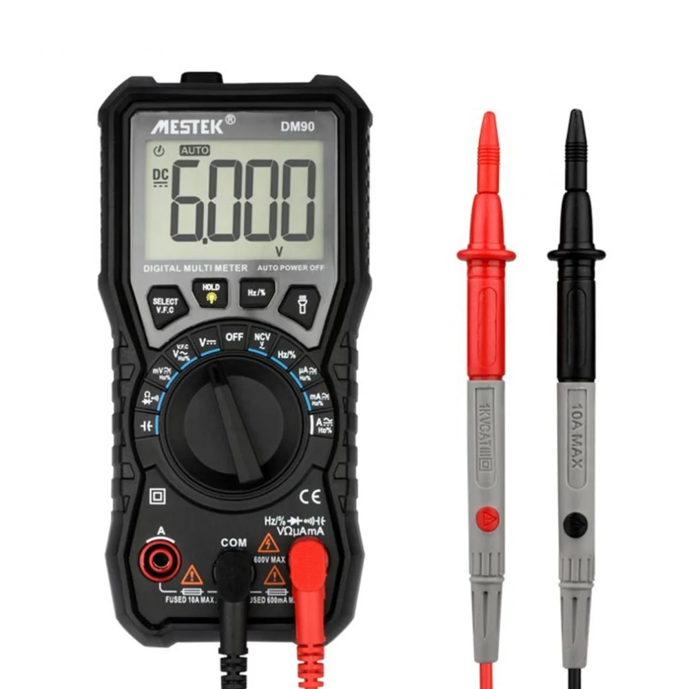 MESTEK DM90 Mini Digital Multimeter Auto Range True RMS AC/DC Volt Amp